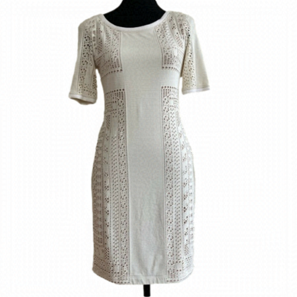 Abs Allen Schwartz cream lace body-con mini dress. Size S - Picture 1 of 9